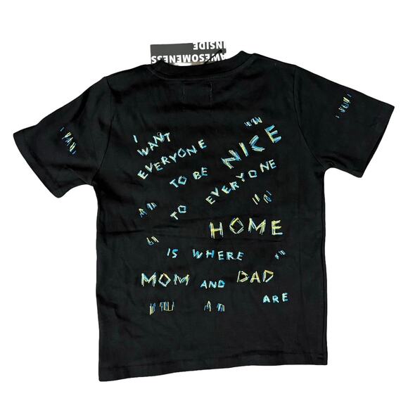 Omami Mini Light Always Wins Black Embroidered Kids T-Shirt size 12 NEW Tags - Picture 3 of 8